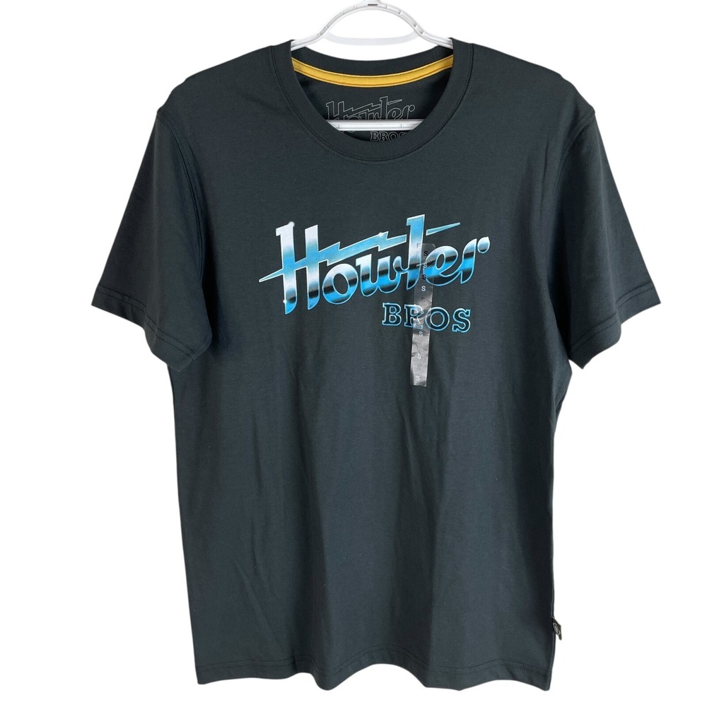 NEW‎ Howler Bros Graphic T Shirt Mens Small Dark Gray Stretch S/S Crewneck